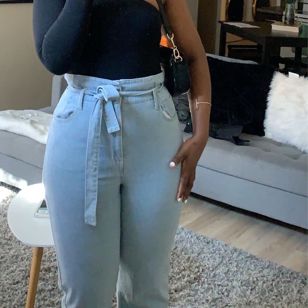 Tie front jeans